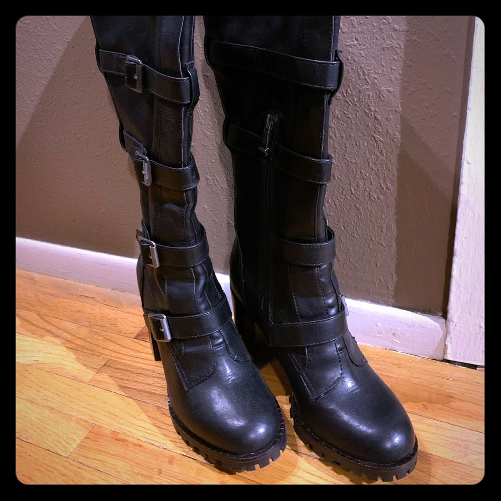 Black Heeled Tall Boots